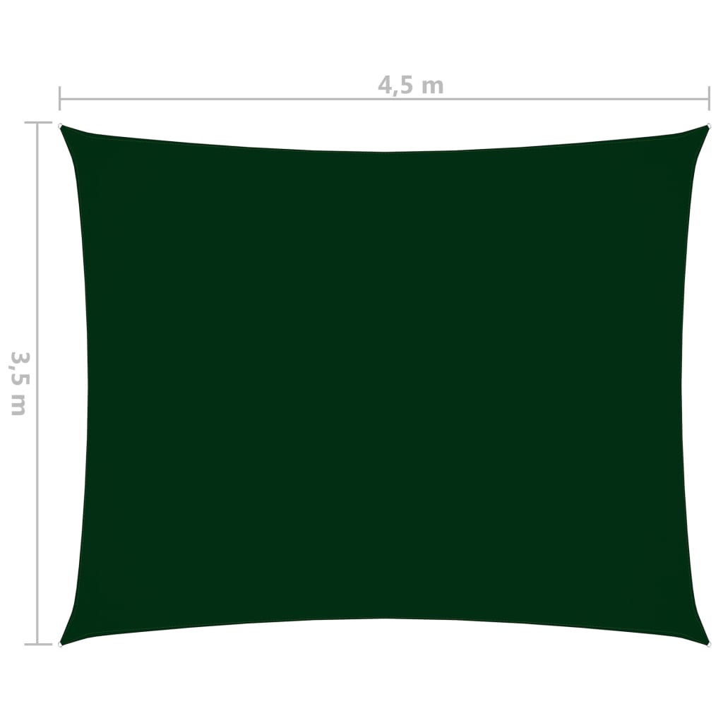 vidaXL Parasole a Vela Oxford Rettangolare 3,5x4,5 m Verde Scuro
