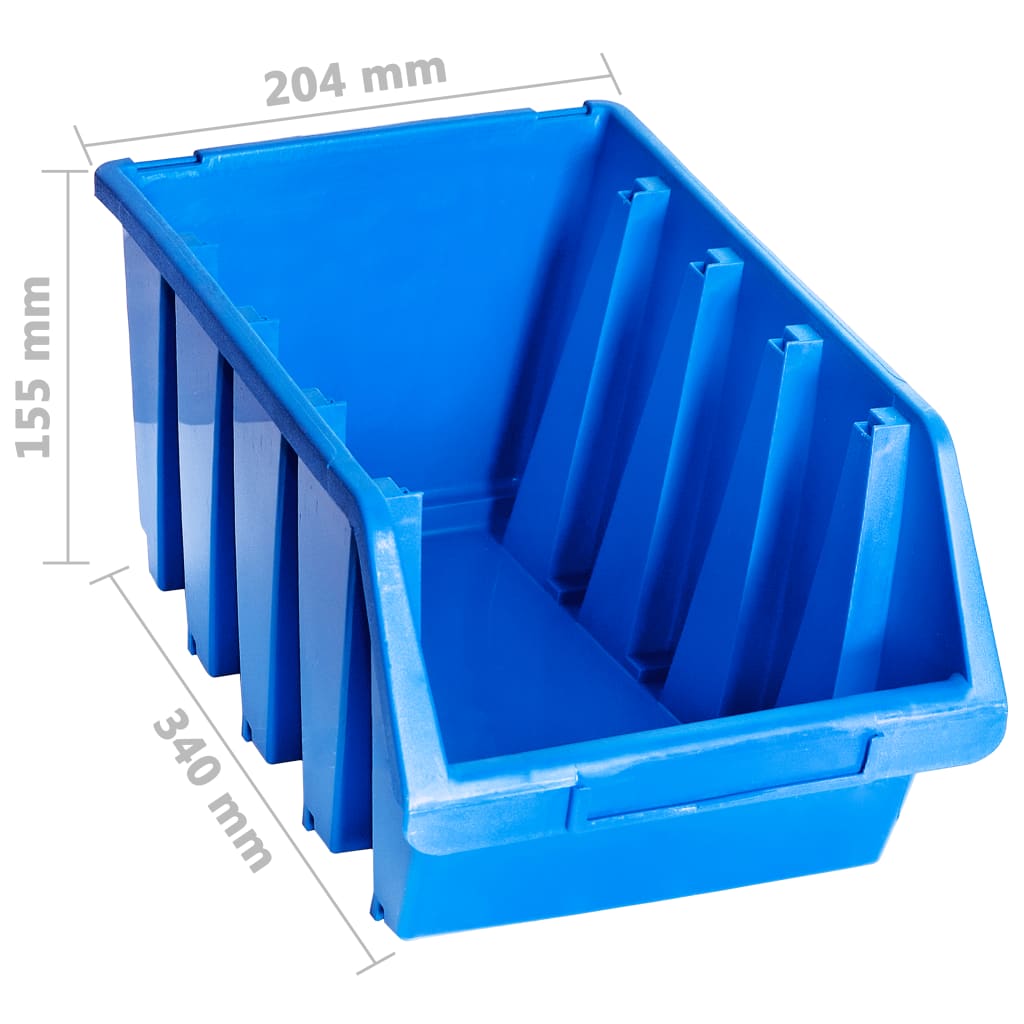 vidaXL Contenitori Impilabili 14 pz Blu in Plastica