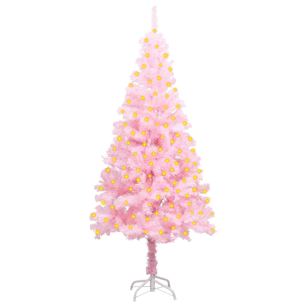 vidaXL Albero di Natale Preilluminato con Suporto Rosa 150 cm PVC