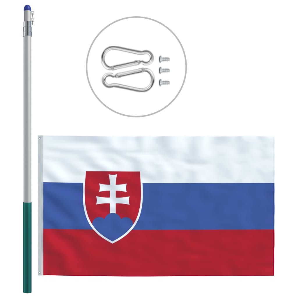 vidaXL Bandiera della Slovacchia con Pennone in Alluminio 6 m