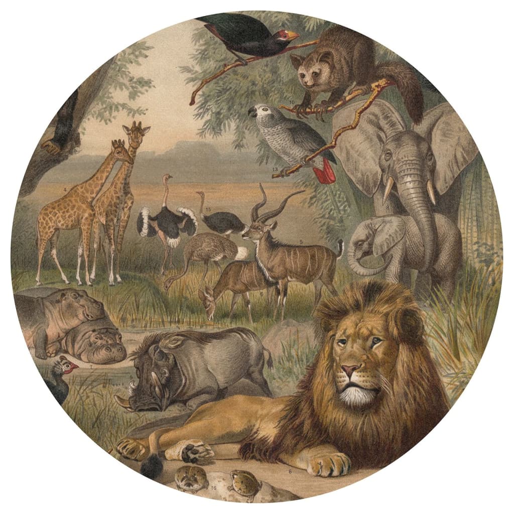 WallArt Carta da Parati Circolare Animals of Africa 190 cm
