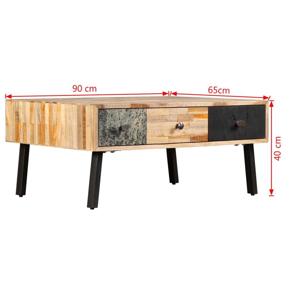 vidaXL Tavolino da Salotto in Legno di Teak di Recupero 90x65x40 cm
