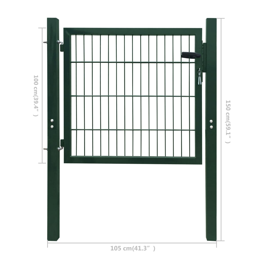 vidaXL Cancello per Recinzione in Acciaio Verde 105x150 cm
