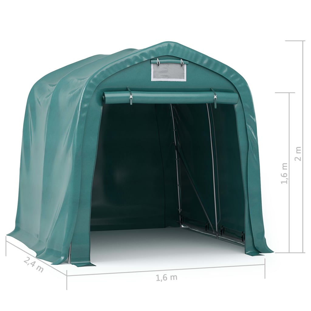 vidaXL Tenda Garage in PVC 1,6x2,4 m Verde