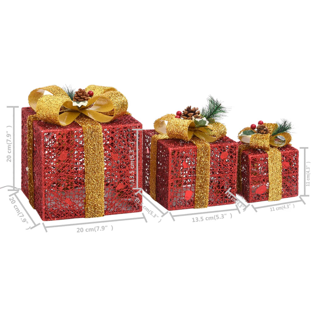 vidaXL Scatole Regalo Decorative Natale 3pz Rosse da Esterno Interni