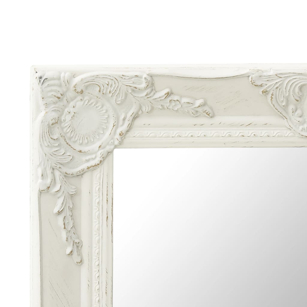 vidaXL Specchio da Parete Stile Barocco 50x50 cm Bianco