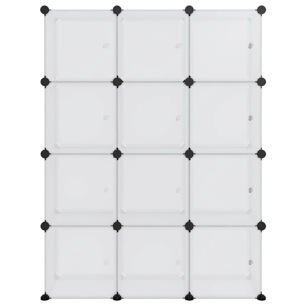 vidaXL Organizzatore Portaoggetti con 12 Cubi e Ante Trasparenti in PP