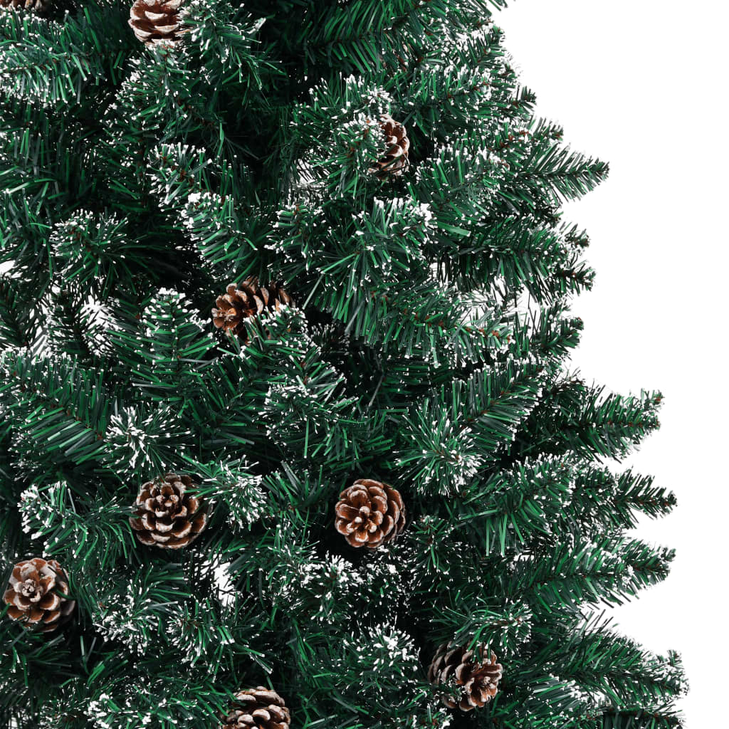 vidaXL Albero di Natale Sottile con Legno Vero e Neve Verde 150 cm