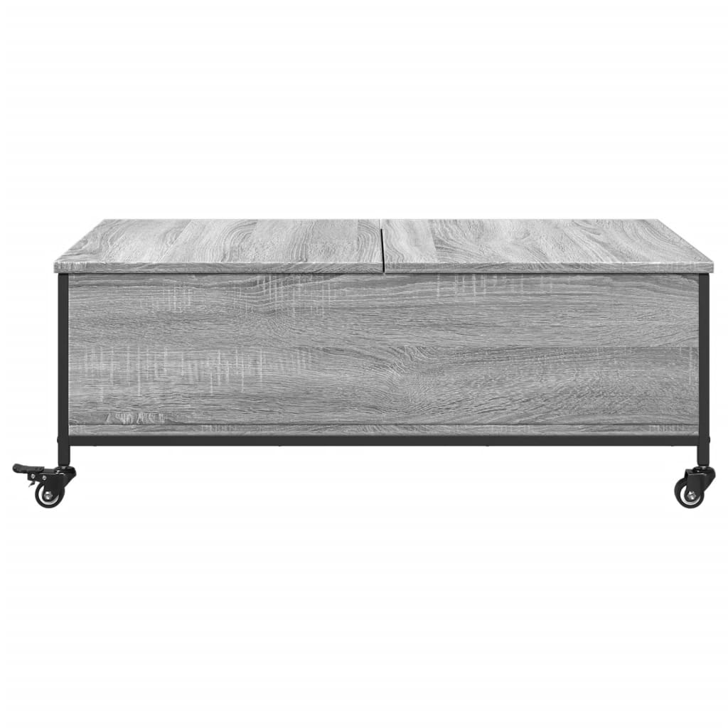vidaXL Tavolino con Ruote Grigio Sonoma 91x55x34 cm Legno Multistrato