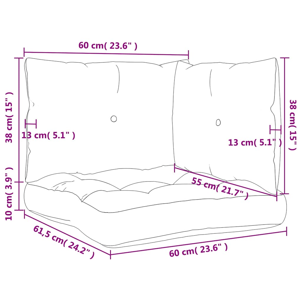 Arredo Giardino Patio Set 2 Cuscini Per Pallet VidaXL - Bianco Crema In Tessuto Oxford Impermeabile Decorazione Casa - 7