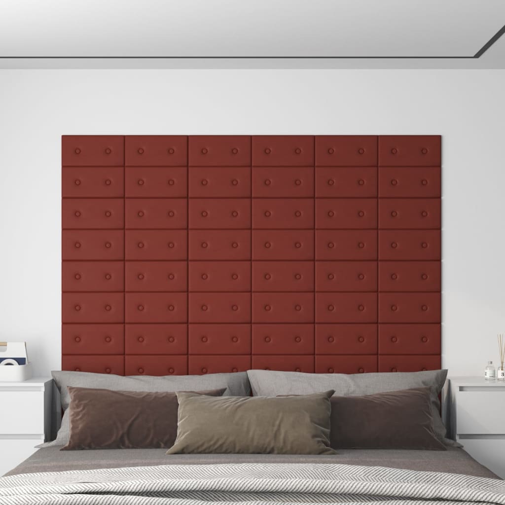 vidaXL Pannelli Murali 12 pz Rosso Vino 30x15 cm in Similpelle 0,54 m²