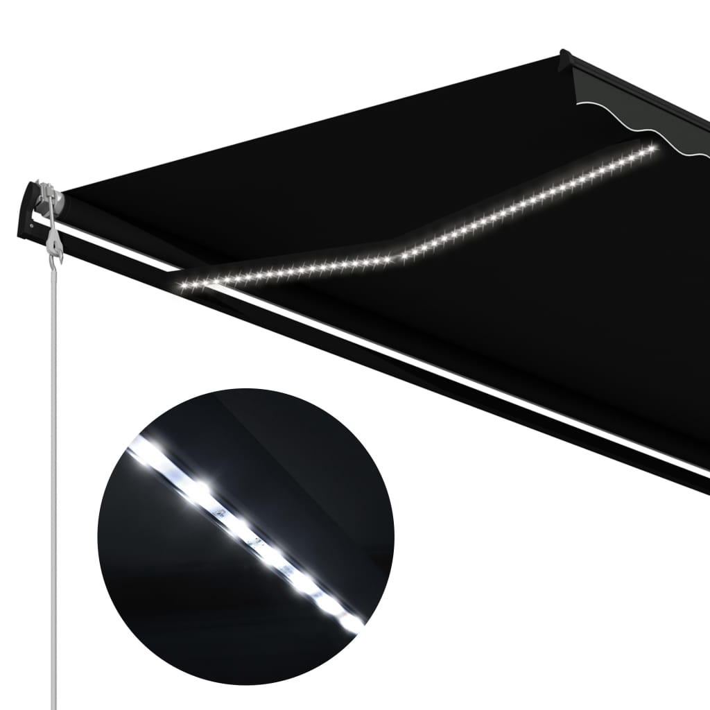 vidaXL Tenda da Sole con Sensore Vento e LED 350x250 cm Antracite