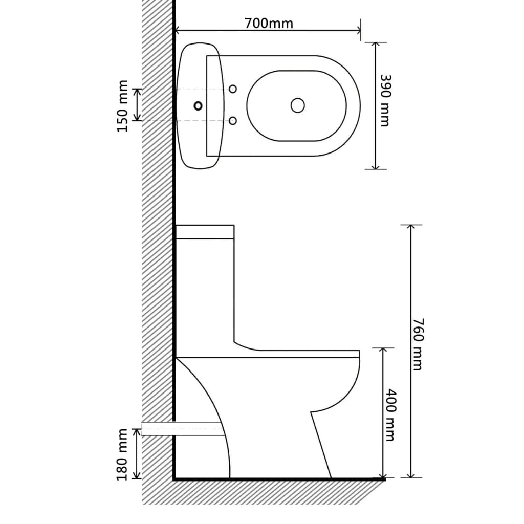 vidaXL Toilette con Cisterna Nera
