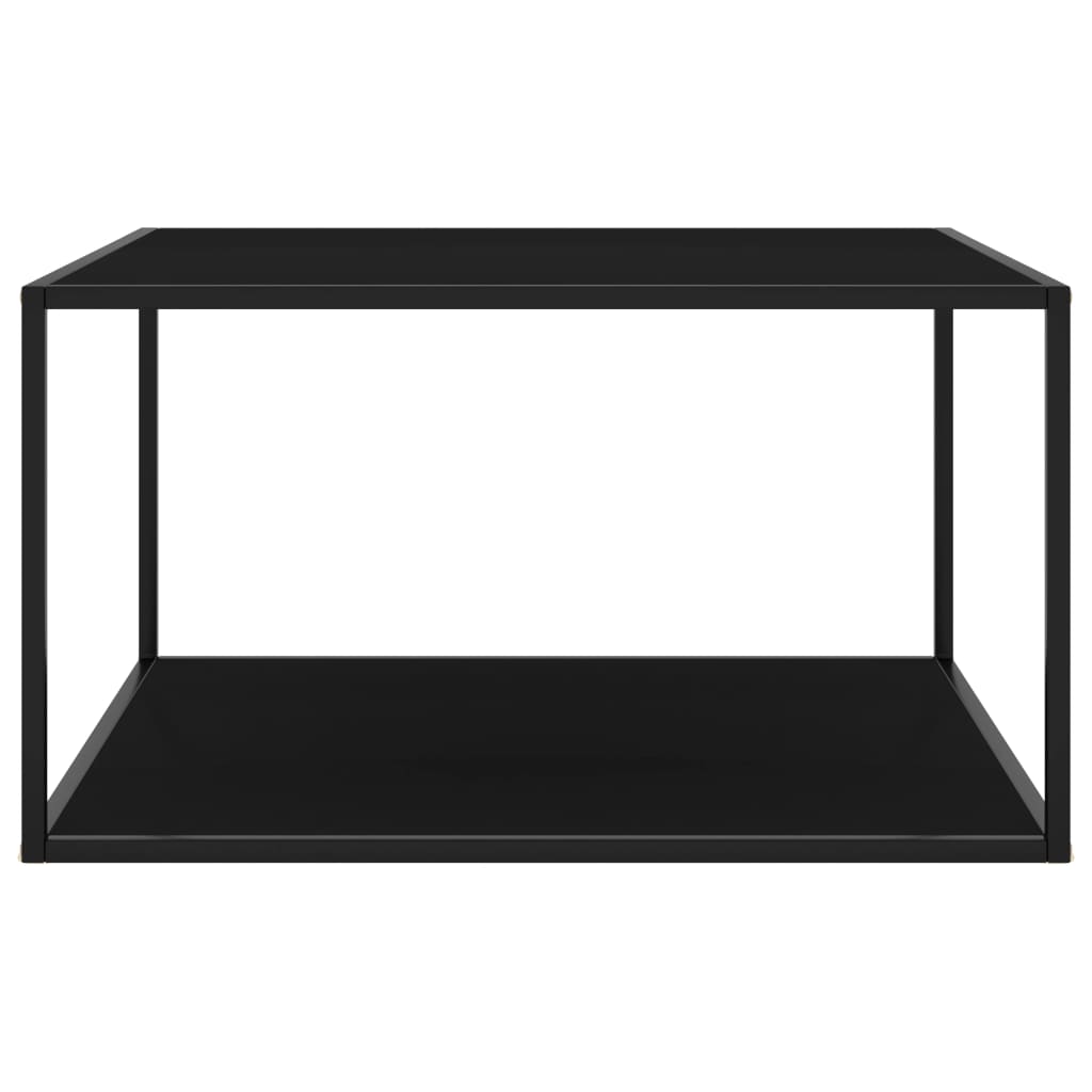 vidaXL Tavolino da Salotto Nero con Vetro Nero 90x90x50 cm