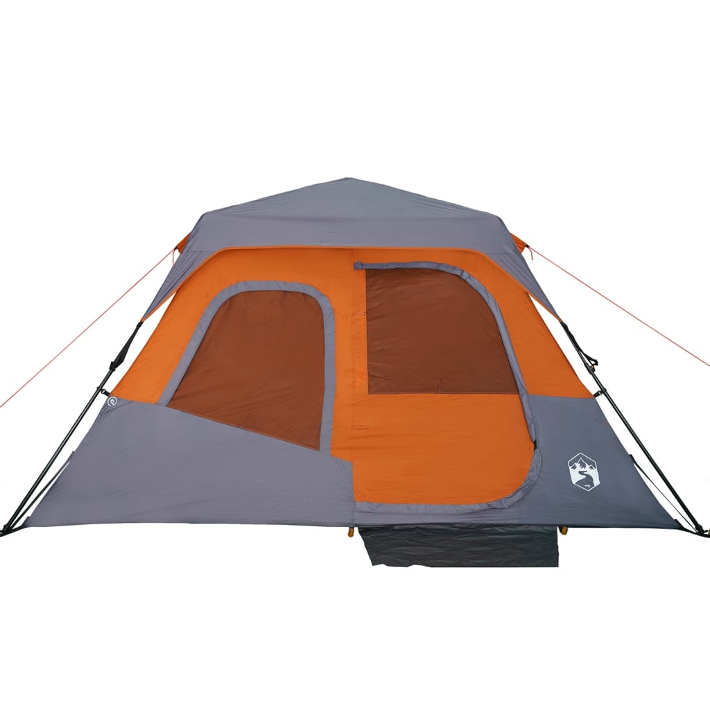 vidaXL Tenda Campeggio 6 Persone Grigio e Arancione Impermeabile