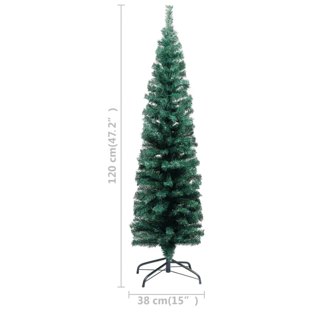 vidaXL Albero di Natale Sottile Preilluminato con Supporto Verde 120cm