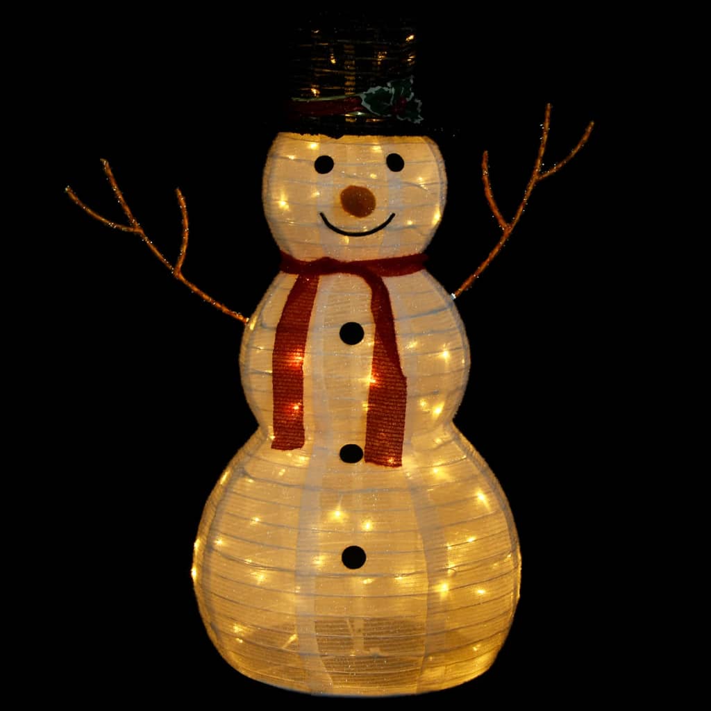 vidaXL Figura Natalizia Pupazzo di Neve a LED Tessuto Pregiato 90 cm