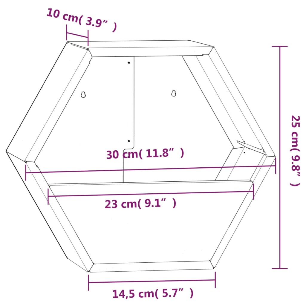 vidaXL Fioriere da Parete 2 pz Ruggine in Acciaio Corten 30x10x25 cm
