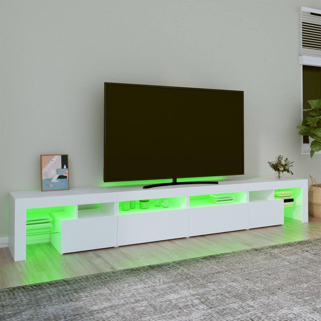 vidaXL Mobile Porta TV con Luci LED Bianco 260x36,5x40 cm