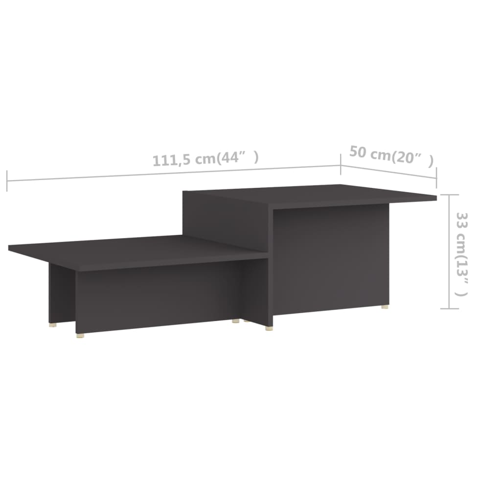 vidaXL Tavolino da Salotto Grigio 111,5x50x33 cm in Legno Multistrato