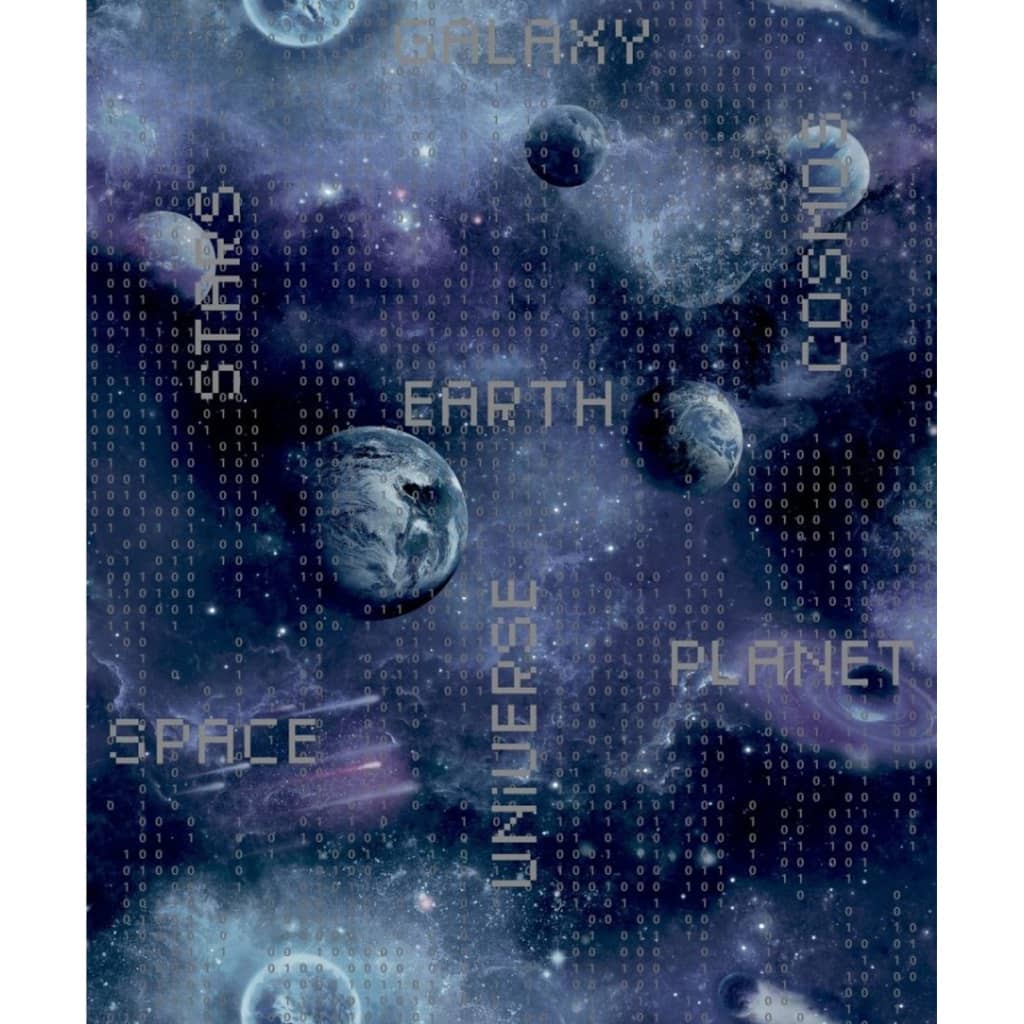 Noordwand Carta Parati Good Vibes Galaxy Planets and Text Nero e Viola