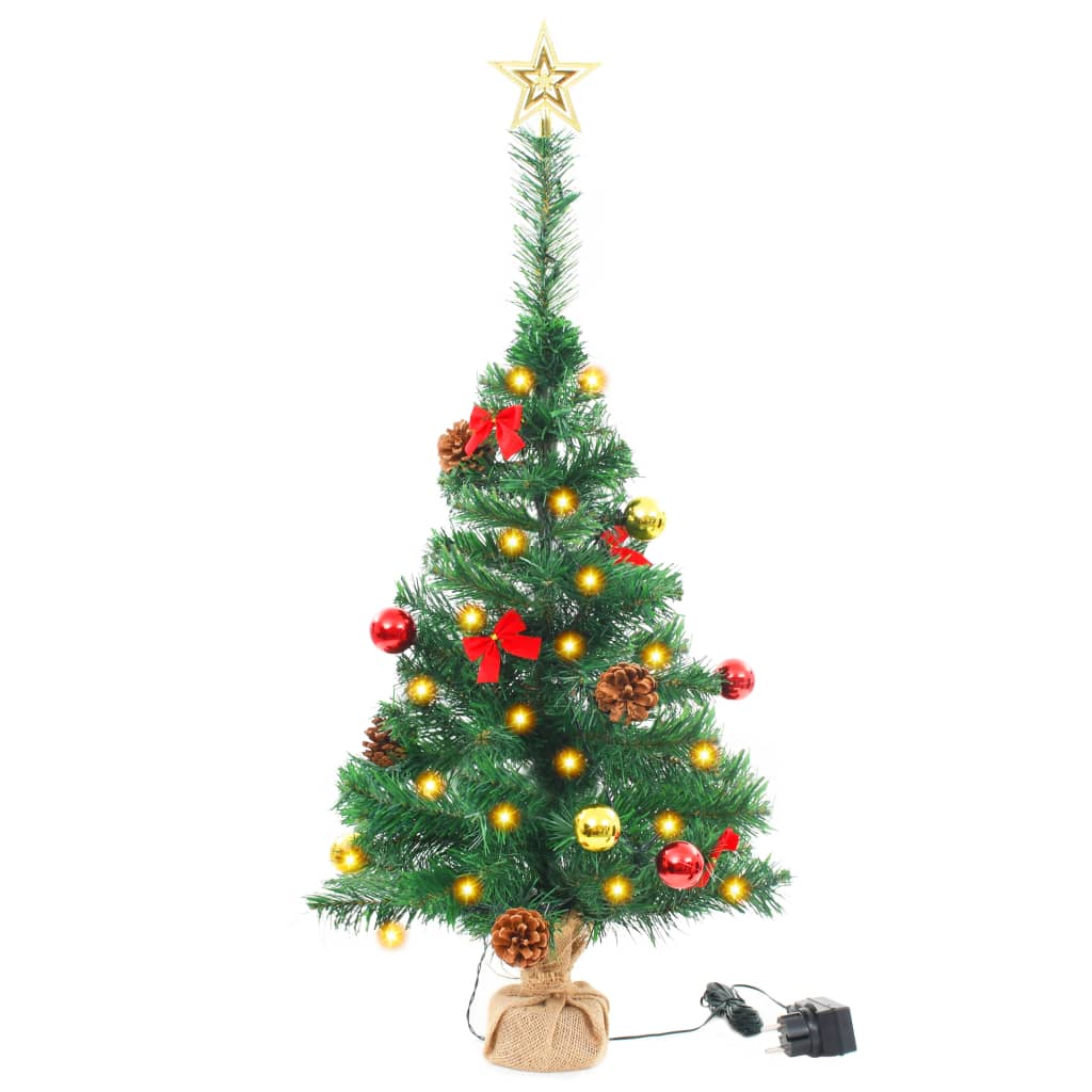 vidaXL Albero di Natale Artificiale Decorato Palline e LED 64 cm Verde