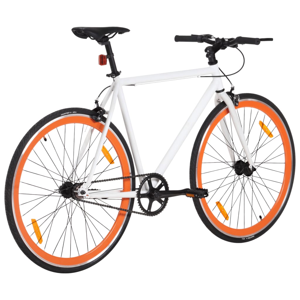 vidaXL Bicicletta a Scatto Fisso Bianca e Arancione 700c 59 cm