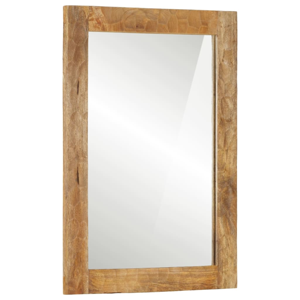 vidaXL Specchio da Bagno 50x70x2,5 cm Legno Massello di Mango e Vetro