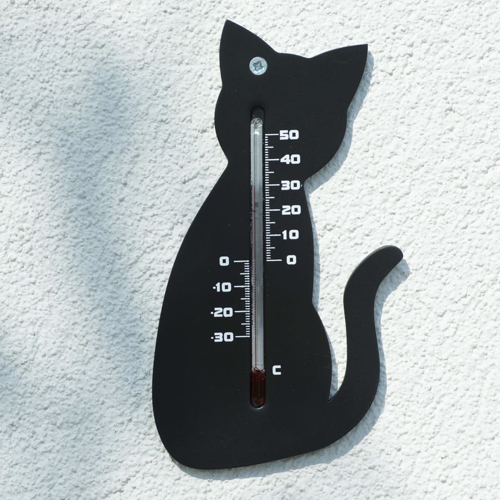 Nature Termometro da Parete per Esterno Gatto Nero