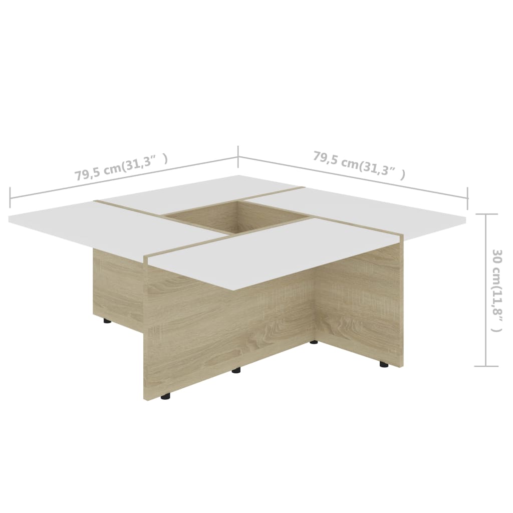 vidaXL Tavolino da Salotto Grigio 79,5x79,5x30 cm in Legno Multistrato