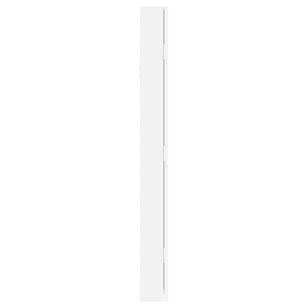 vidaXL Armadio Portagioie con Specchio a Muro Bianco 30x8,5x90 cm