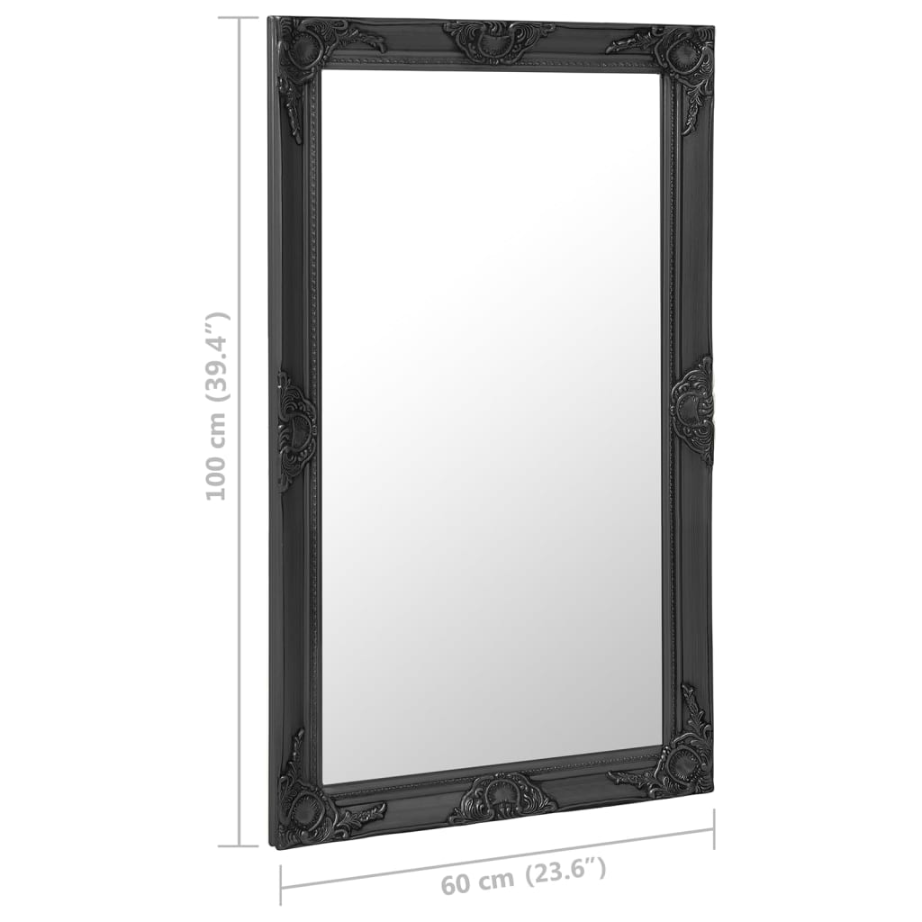 vidaXL Specchio da Parete Stile Barocco 60x100 cm Nero