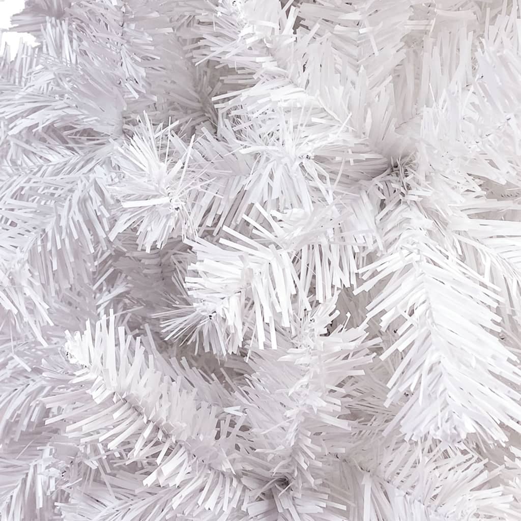 vidaXL Albero di Natale Sottile Preiluminato con Palline Bianco 240 cm
