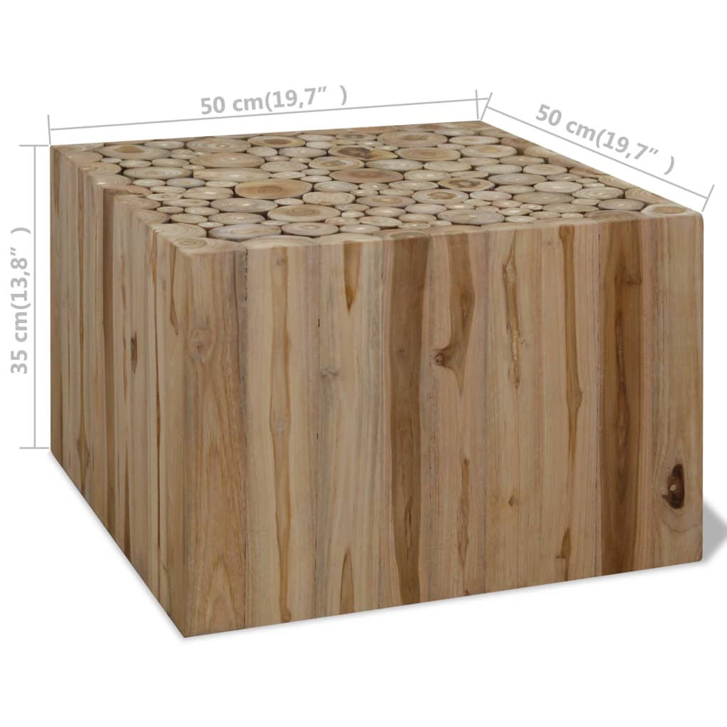 vidaXL Tavolino da Salotto in Legno di Teak Autentico 50x50x35 cm