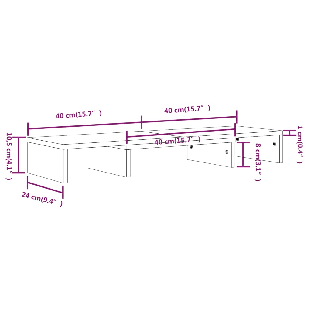 vidaXL Supporto per Monitor Miele 80x24x10,5 cm Legno Massello di Pino