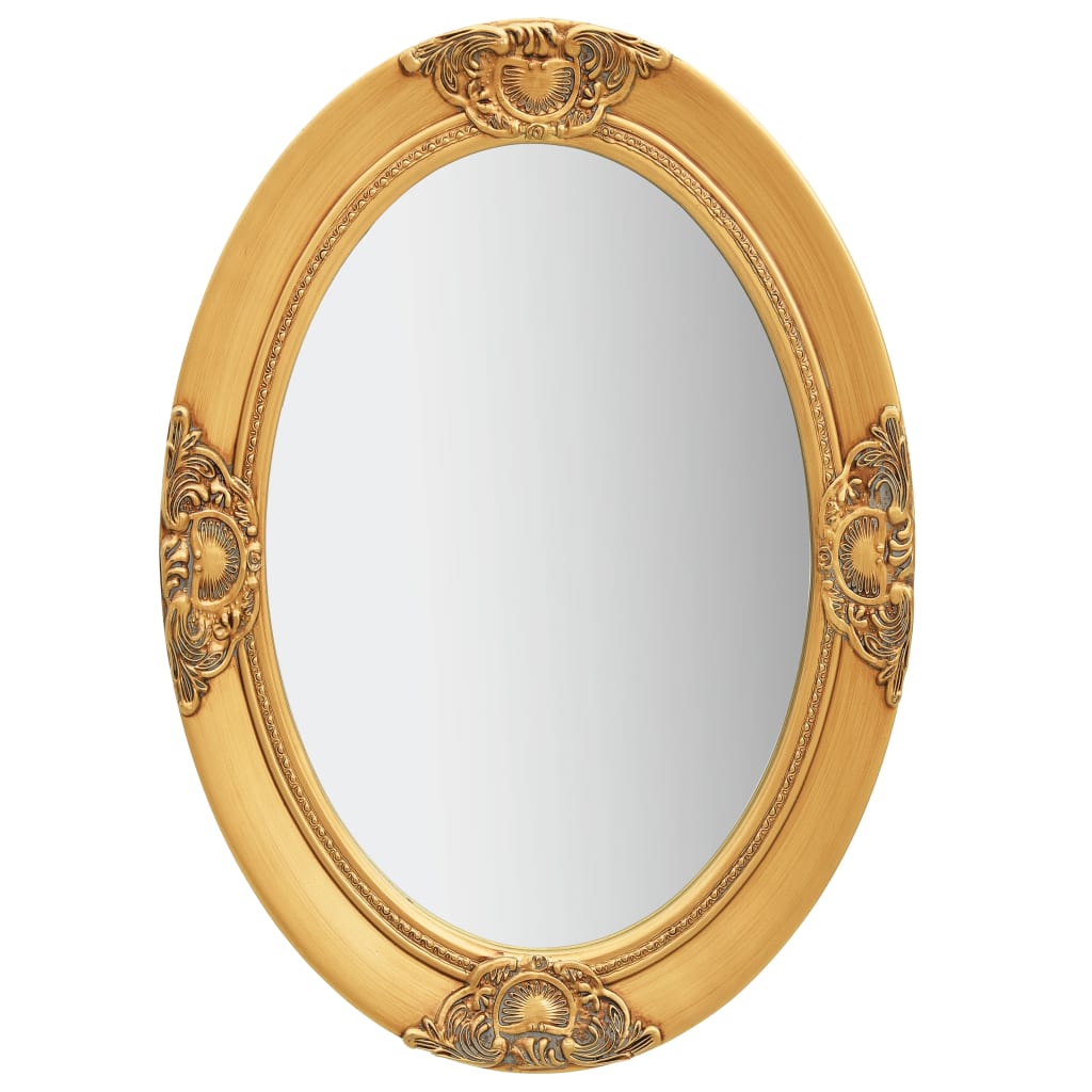 Specchio Da Parete Barocco Oro Anticato 76x50 Cm – Cornice In Polynature, Made In Italy