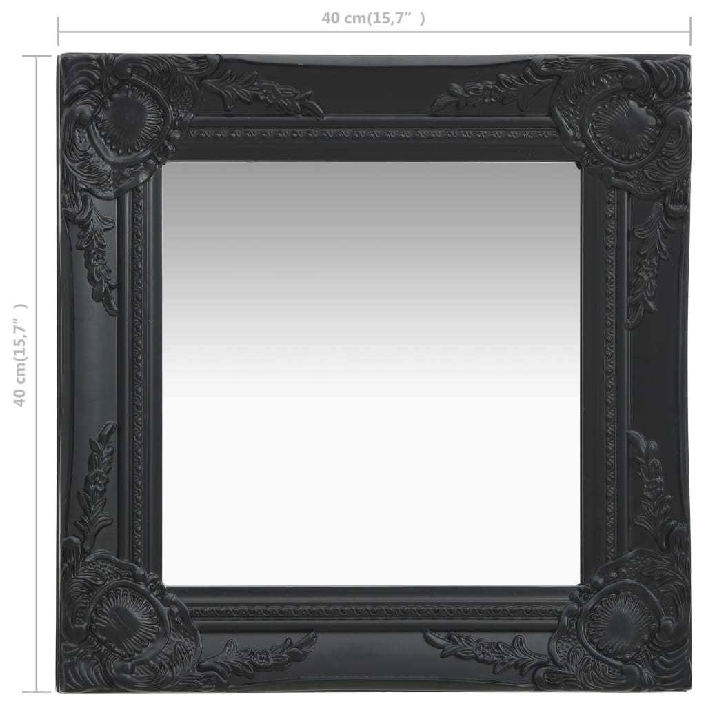 vidaXL Specchio da Parete Stile Barocco 40x40 cm Nero