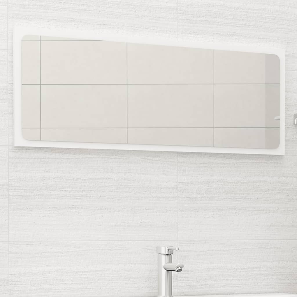 vidaXL Specchio da Bagno Bianco 100x1,5x37 cm in Legno Multistrato