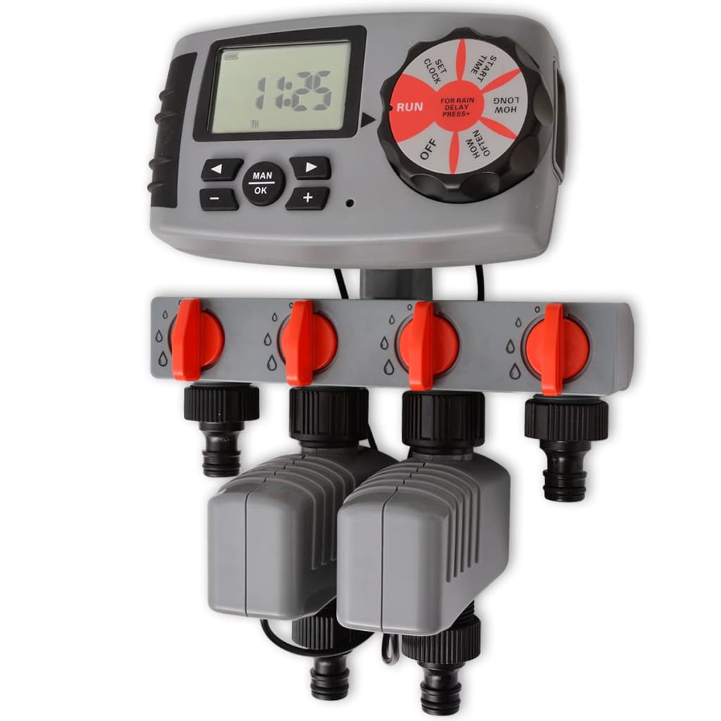 vidaXL Timer Automatico di Irrigazione con 4 Stazioni 3 V