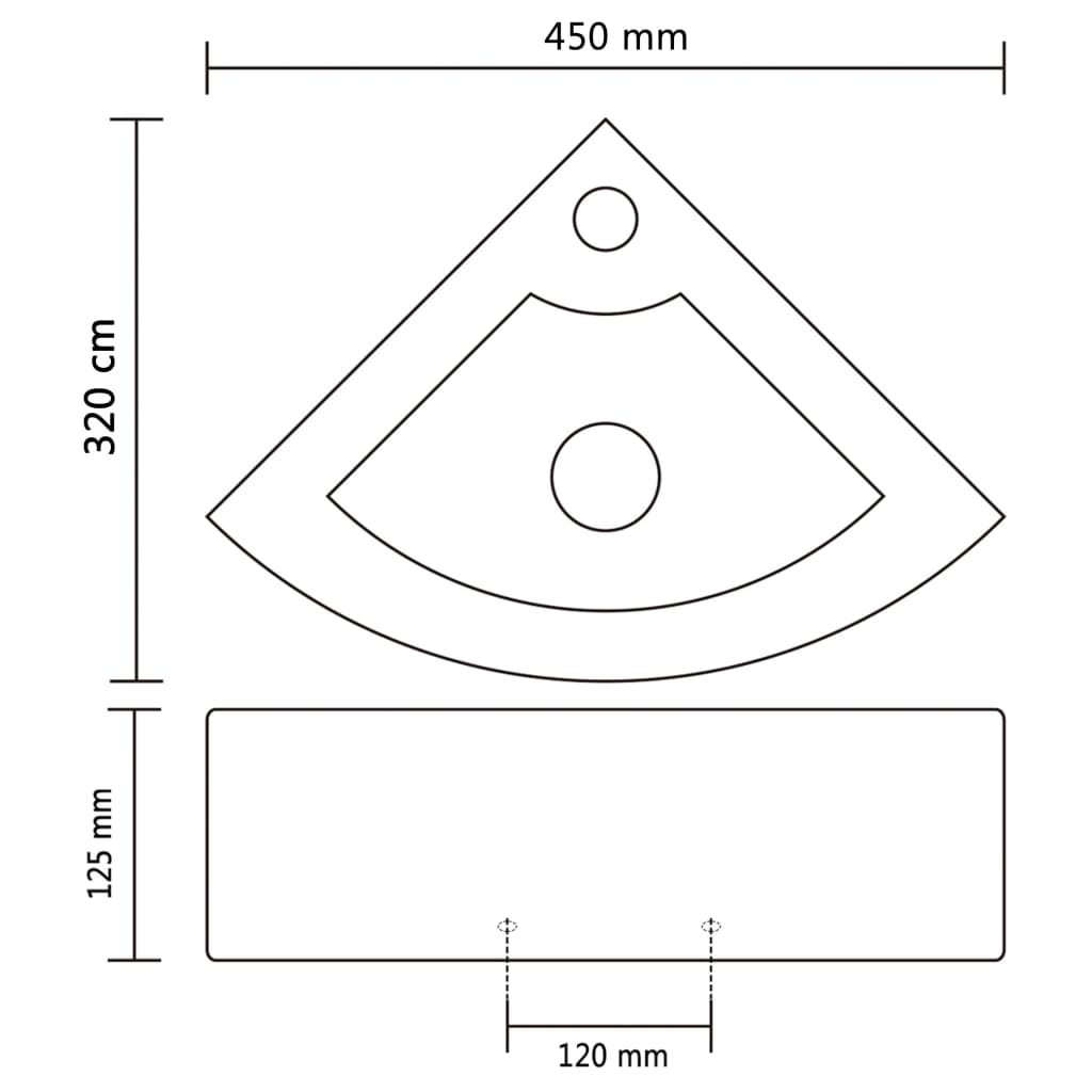 vidaXL Lavandino con Troppopieno 45x32x12,5 cm in Ceramica Oro