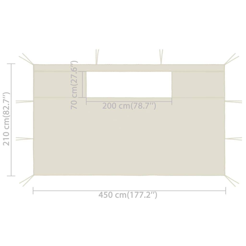 vidaXL Pareti con Finestre per Gazebo 2 pz 4,5x2,1 m Crema 70 g/m²