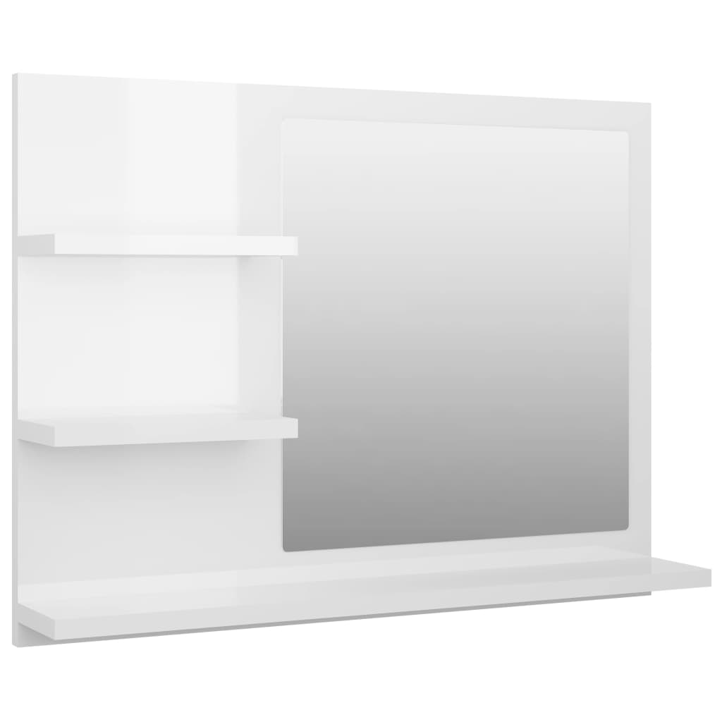 vidaXL Specchio da Bagno Bianco Lucido 60x10,5x45 cm Legno Multistrato
