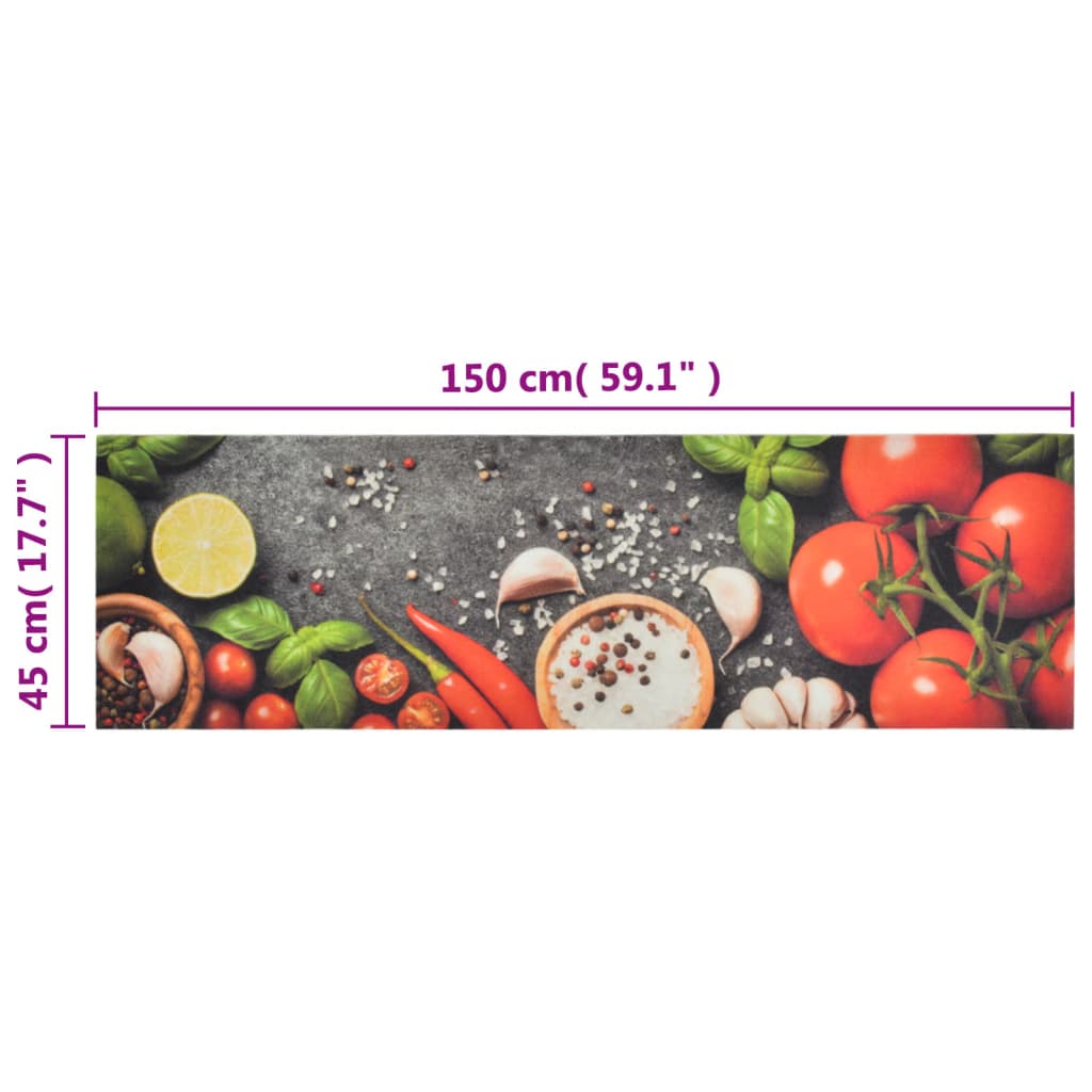 vidaXL Tappeto da Cucina Lavabile Verdure 45x150 cm Velluto