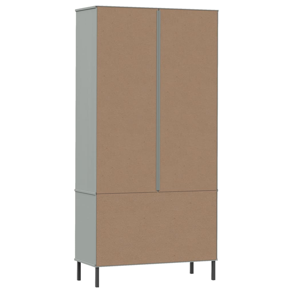 vidaXL Libreria Gambe Metallo Grigio 85x35x172,5cm Legno Massello OSLO