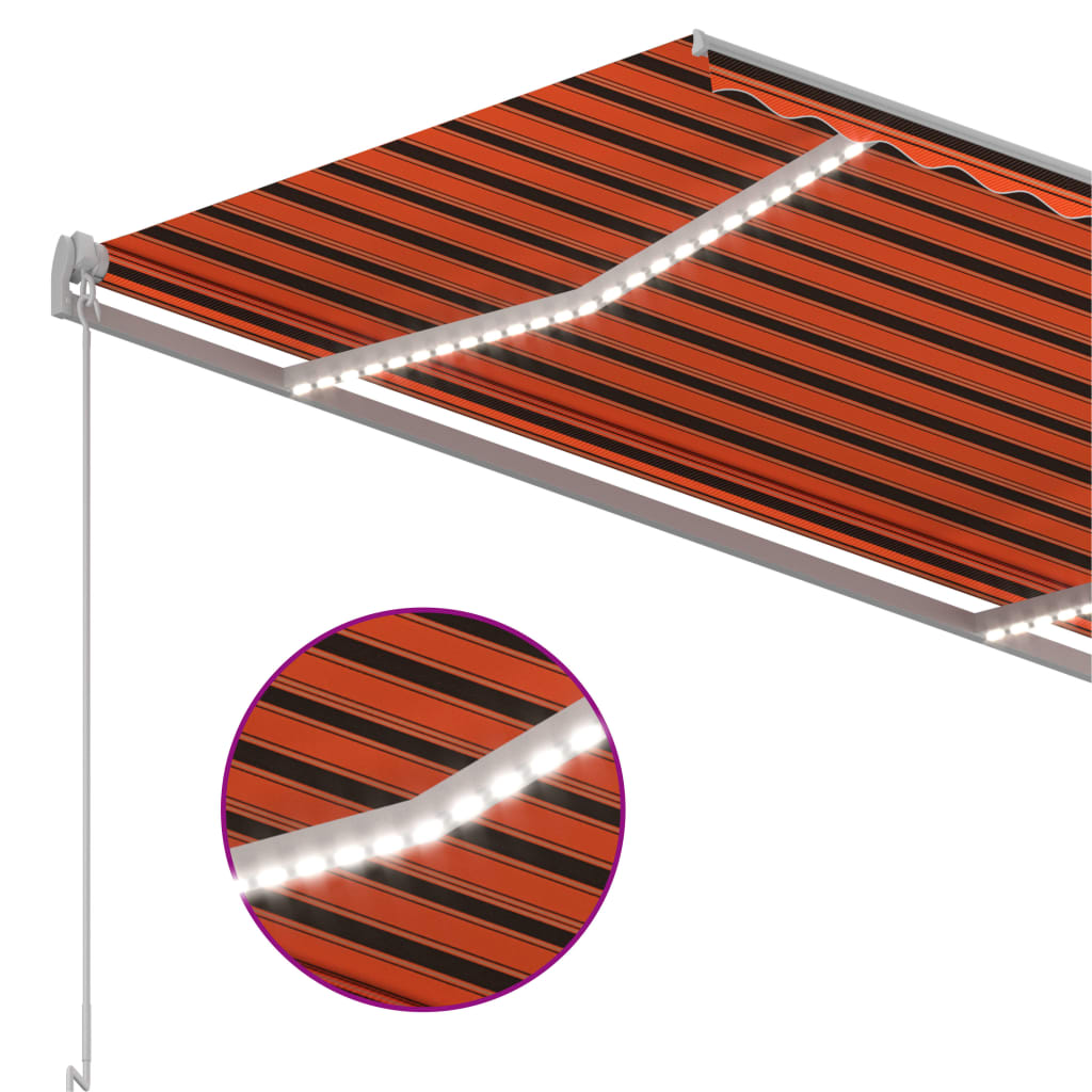 vidaXL Tenda da Sole con LED Sensore Vento 3x2,5 m Arancione Marrone