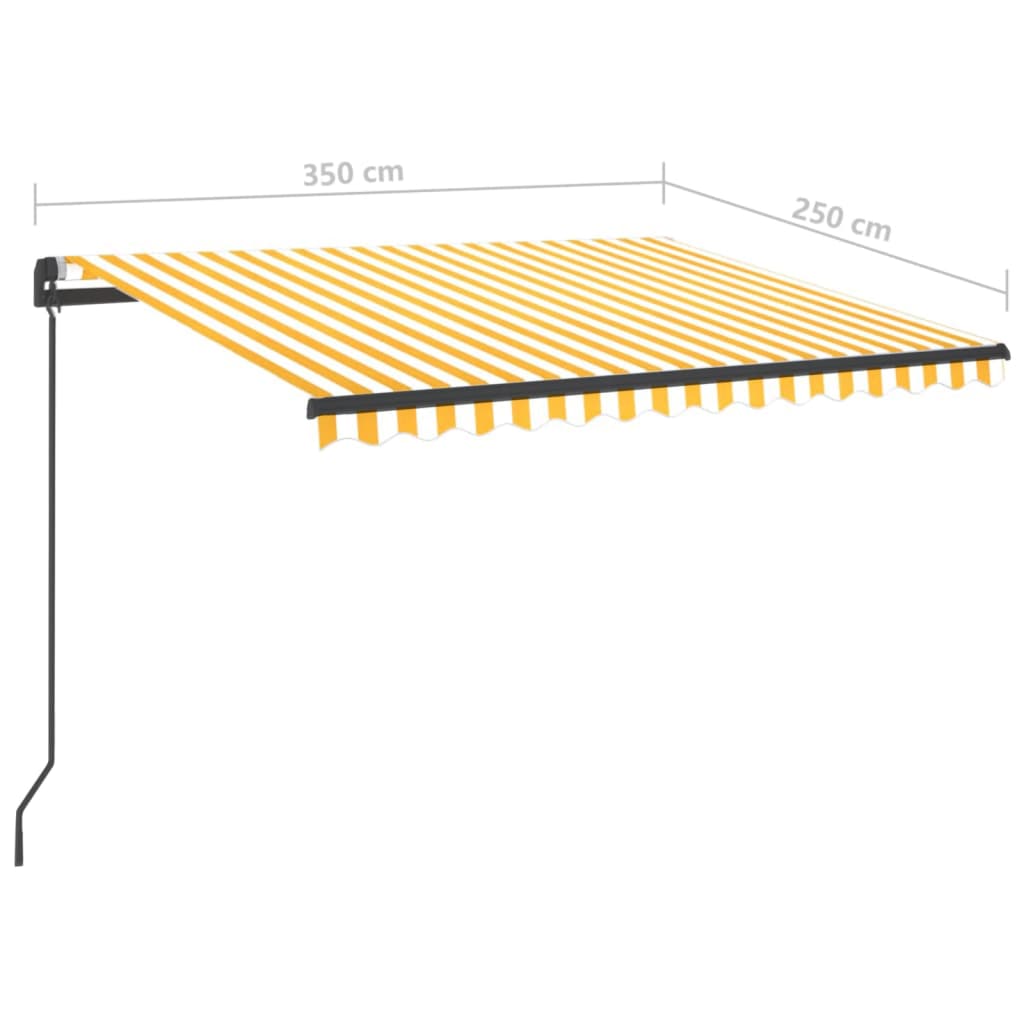 vidaXL Tenda da Sole Retrattile Manuale con LED 3,5x2,5m Gialla Bianca