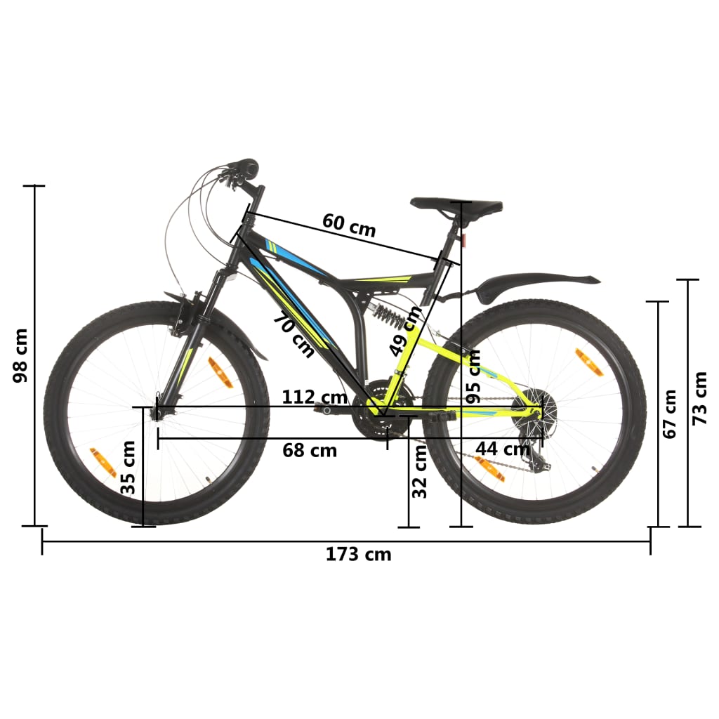 vidaXL Mountain Bike 21 Speed 26" Ruote 49 cm Nero