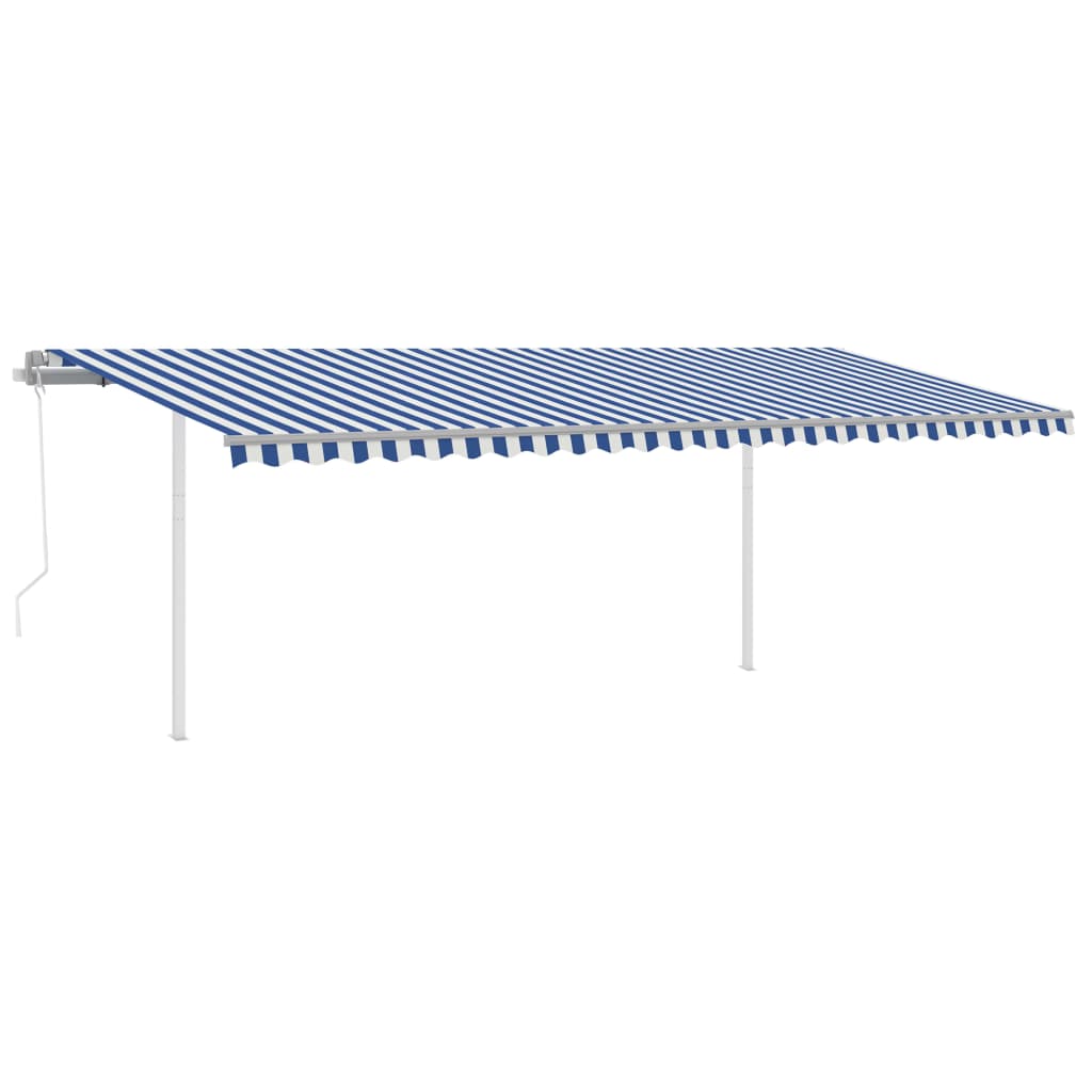 vidaXL Tenda da Sole Retrattile Automatica con Pali 6x3,5 m Blu Bianca