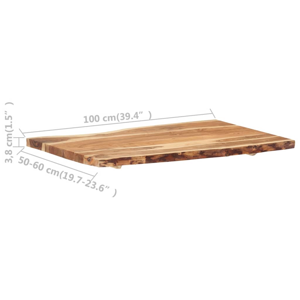 vidaXL Piano del Tavolo in Legno Massello di Acacia 100x(50-60)x3,8 cm