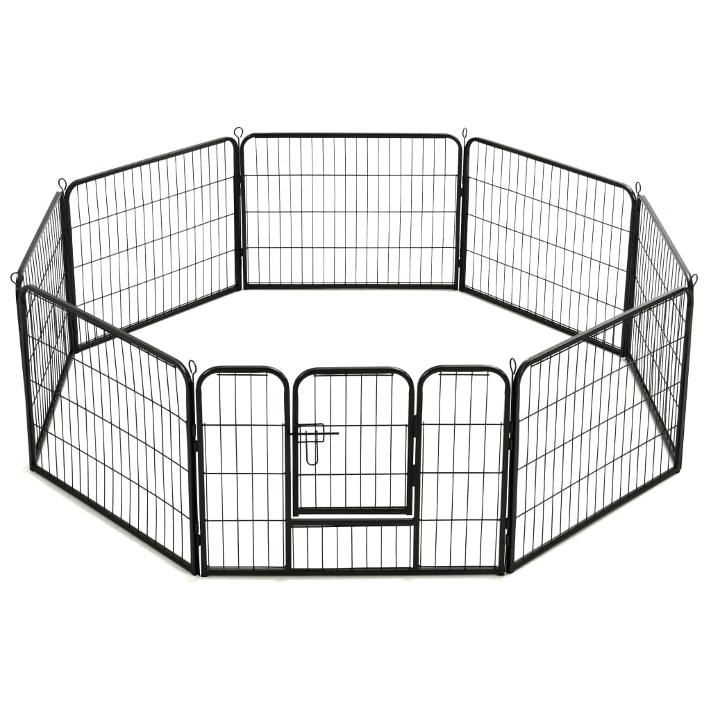 vidaXL Box per Cani con 8 Pannelli in Acciaio 60x80 cm Nero